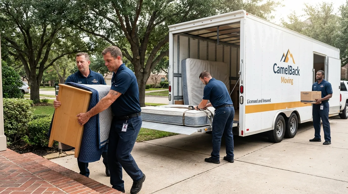 Crew loading residential truck for cross-state move from Homer, AK